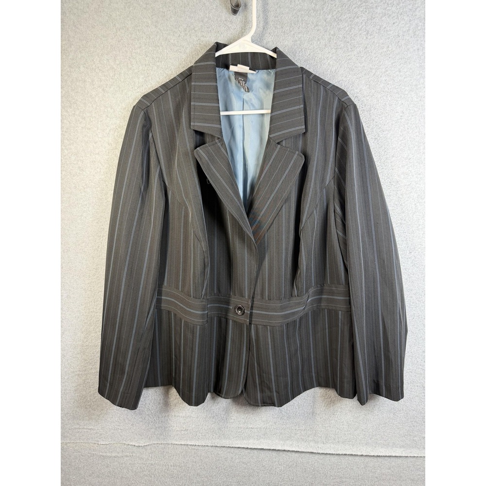 Studio 1940 Blazer Womens 20W Gray Pinstripe One Button Suit Jacket Career